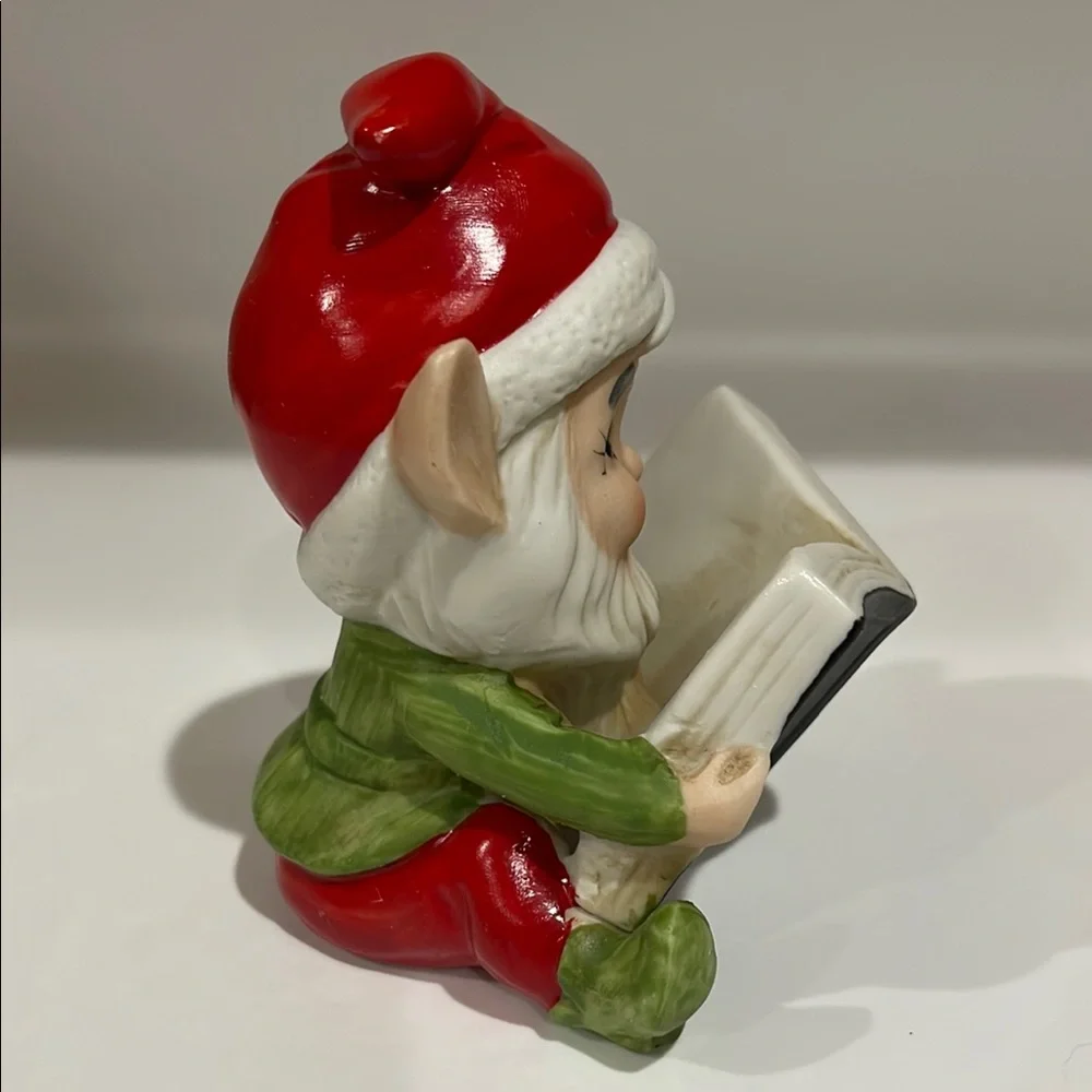 Vintage 1960's Homco Santa's Workshop Elf  Reading a Book Figurine #5406